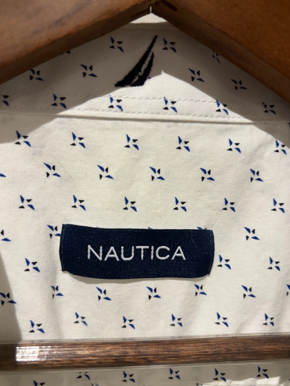 Nautica White Blue Print Short Sleeve Button-Up Shirt XXL - Picture 4 of 4